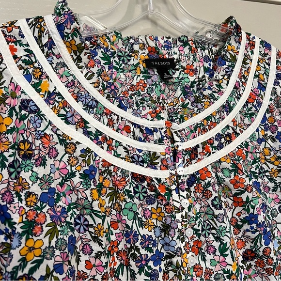 Talbots Women’s Medium Long Sleeve Floral Blouse Preppy Secretary Y1 - Picture 4 of 6